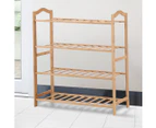 Levede Bamboo Shoe Rack Storage Wooden Organizer Shelf Stand 4 Tiers Layers 70cm - Natural wood