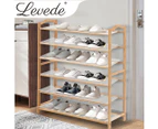 Levede Bamboo Shoe Rack Storage Wooden Organizer Shelf Stand 6 Tiers Layers 90cm - Natural