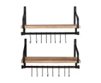 Levede Floating Shelf Brackets Wall Shelves Mount Display Rack Storage Hook 2pcs - Black