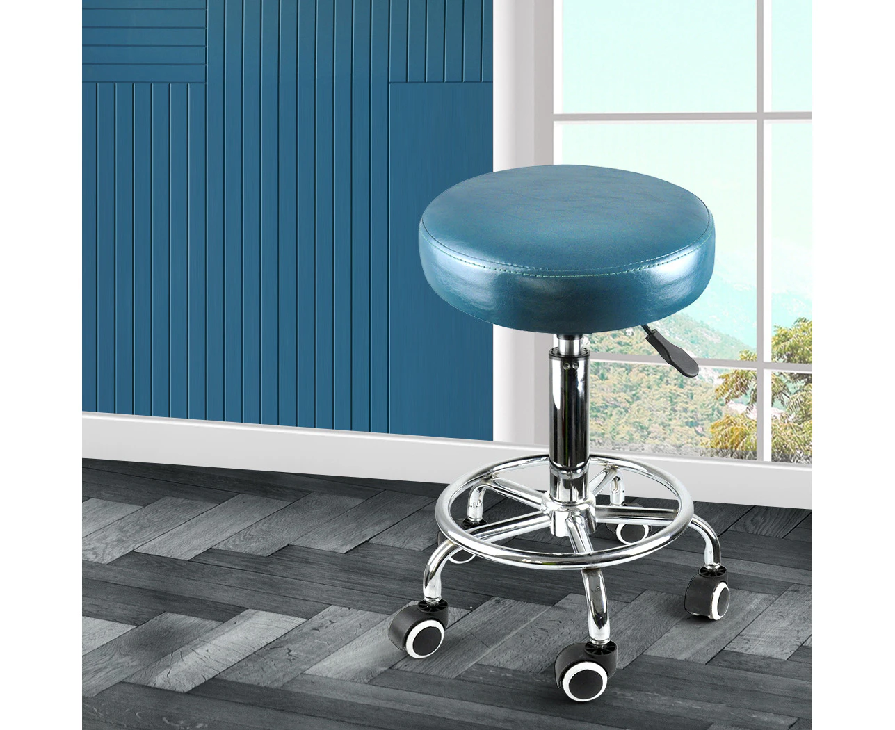 Levede Bar Stools Salon Stool Swivel Barber Dining Chair PU Hydraulic Lift Teal