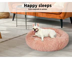 Pawz Pet Bed Cat Dog Donut Nest Calming Kennel Cave Deep Sleeping Pink L - Pink