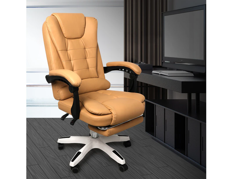 Gaming Chair Office Computer Seat Racing PU Leather Executive Footrest Racer Bronze