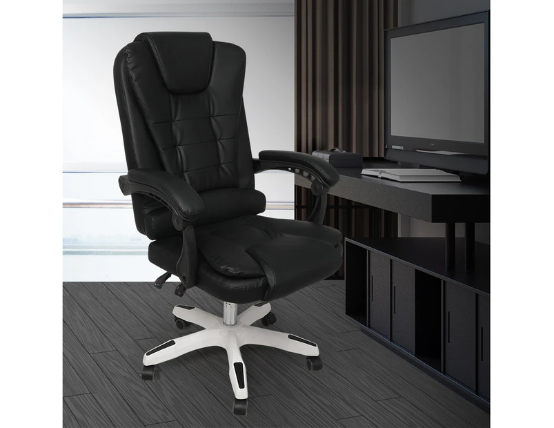 Gaming Chair Office Computer Seat Racing PU Leather Executive Racer Recliner Black