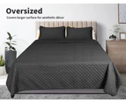 DreamZ Bedspread Coverlet Set Quilted Blanket Soft Pillowcases King Dark Grey