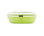 1/2 Layer Rectangle Stainless Steel Thermal Lunch Box Food Storage Container - Green
