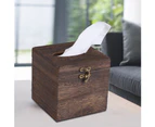 Wooden Tissue Box Paper Napkin Holder Dispenser Case Bathroom Office Desk Decor - Brown