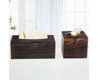 Wooden Tissue Box Paper Napkin Holder Dispenser Case Bathroom Office Desk Decor - Brown