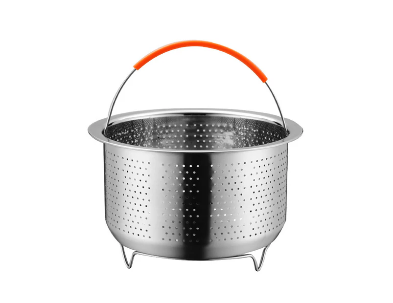Stainless Steel Vegetable Food Steamer Basket Pressure Cooking Kitchen Tool - With Base Silver