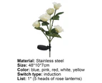 Walkway Light Solar Powered Waterproof Stainless Steel Realistic Rose Flower Lawn LED Light for Garden - White