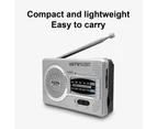 BC-R2033 AM FM Radio Pocket Size Low Power Consumption Built-in Speaker Full Band Mini Radio Recorder for Home - Silver Gray