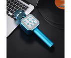 Bluetooth Wireless Microphone LED Lights Handheld Karaoke ABS Audio Microphone for KTV - Blue