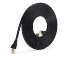 Cat7 Ethernet Cable Flat High Speed 10Gbps RJ45 LAN Internet Network Cord for Router PC Laptop - Black