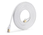 Cat7 Ethernet Cable Flat High Speed 10Gbps RJ45 LAN Internet Network Cord for Router PC Laptop - White