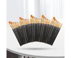 50Pcs/Set Paint Brushes Professional Widely Applied Convenient Using Nail Art Painting Drawing Brush for Acrylic Painting - Black