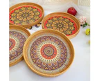 1 Pcs Rattan Serving Tray, Round Woven Wicker Basket for Serving Dinner, Breakfast, Coffee Tea, Drinks, Snack - Style A