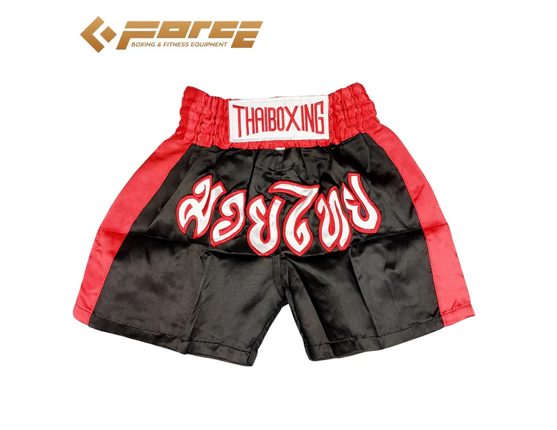 [Free Shipping]FORCE Kids Thai Boxing Trunks Pants Shorts Black 2XS-M