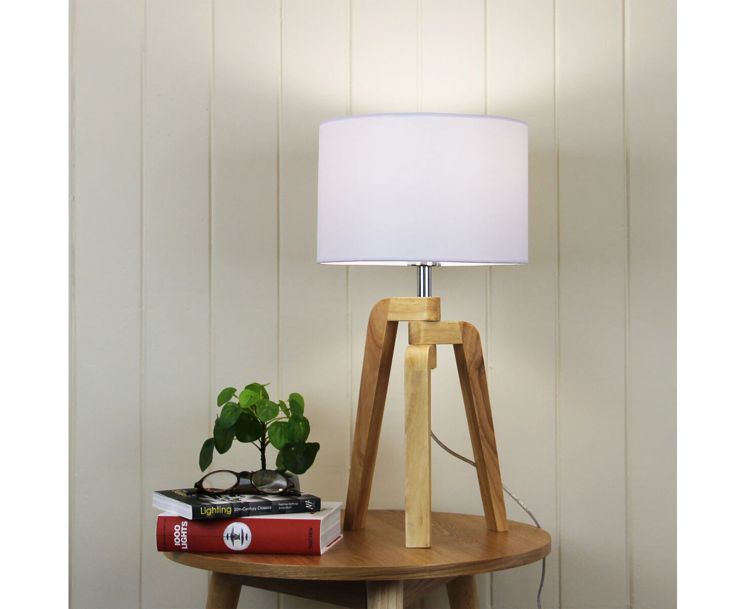 Timber Tripod Lamp With Shade