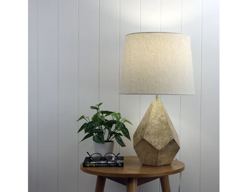 [Free Shipping]LEON Geometric Ivory and Gold Table Lamp