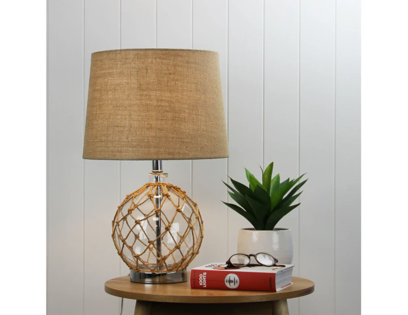 [Free Shipping]YAMBA Hamptons Glass Table Lamp w Shade