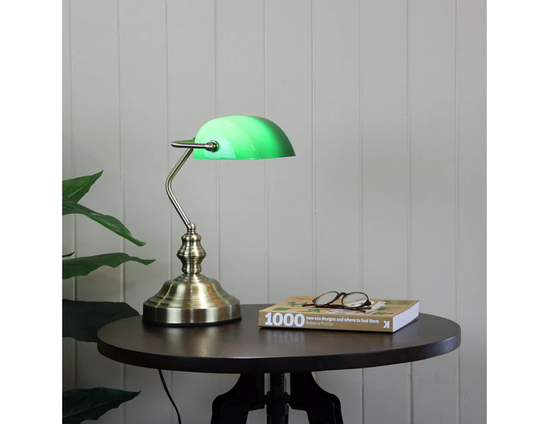 [Free Shipping]BANKERS ON/OFF Touch Lamp in Antique Brass