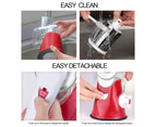 Rotary Cheese Grater Cheese Shredder -Mandoline Slicer Vegetable Slicer Walnuts Grinder with Strong-Hold Suction Cup Base and Cleaning Brush-red