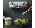 Seasoning Container with Lid Wall Mounted Punch Free Transparent Cup Spice Rack Organizer Kitchen Accessories - White