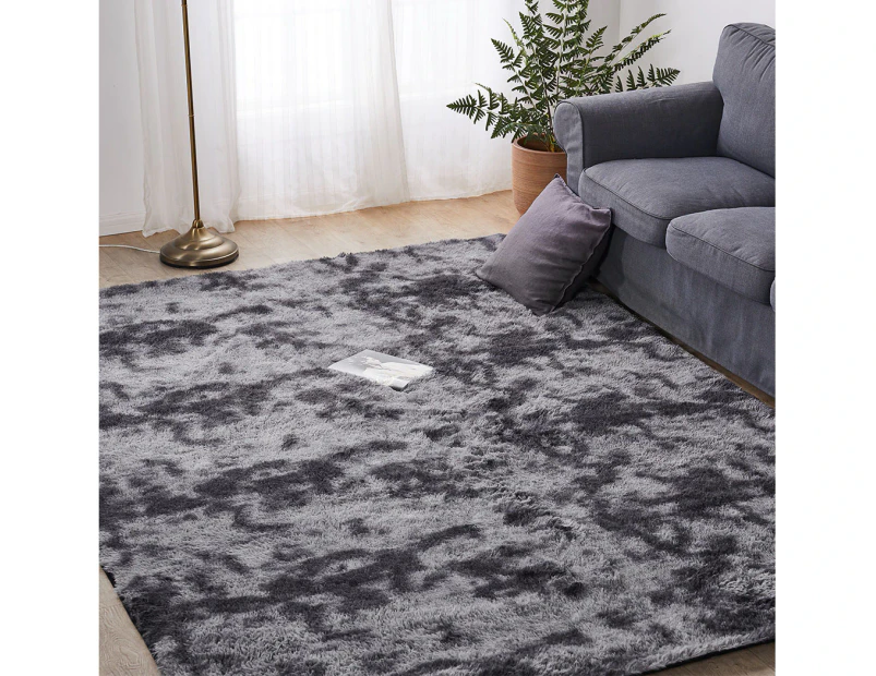 Marlow Floor Shaggy Rugs Soft Large Carpet Area Tie-dyed Midnight City 160x230cm