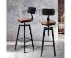 Levede 2x Bar Stool Kitchen Wooden Metal Backrest Barstools Industrial Swivel