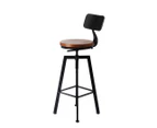 Levede 2x Bar Stool Kitchen Wooden Metal Backrest Barstools Industrial Swivel