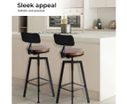 Levede 2x Bar Stool Kitchen Wooden Metal Backrest Barstools Industrial Swivel