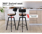 Levede 2x Bar Stool Kitchen Wooden Metal Backrest Barstools Industrial Swivel