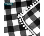 (130cm  x 150cm , Checkered White) - PAVILIA Fleece Throw Blanket with Pom Pom Fringe | Buffalo Plaid Chequered White, Black Flannel Throw | Super Soft Lig