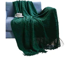 Super Soft Knitted Sofa Blanket Double Sided Blanket Travel Camping Blanket 130x200cm Green