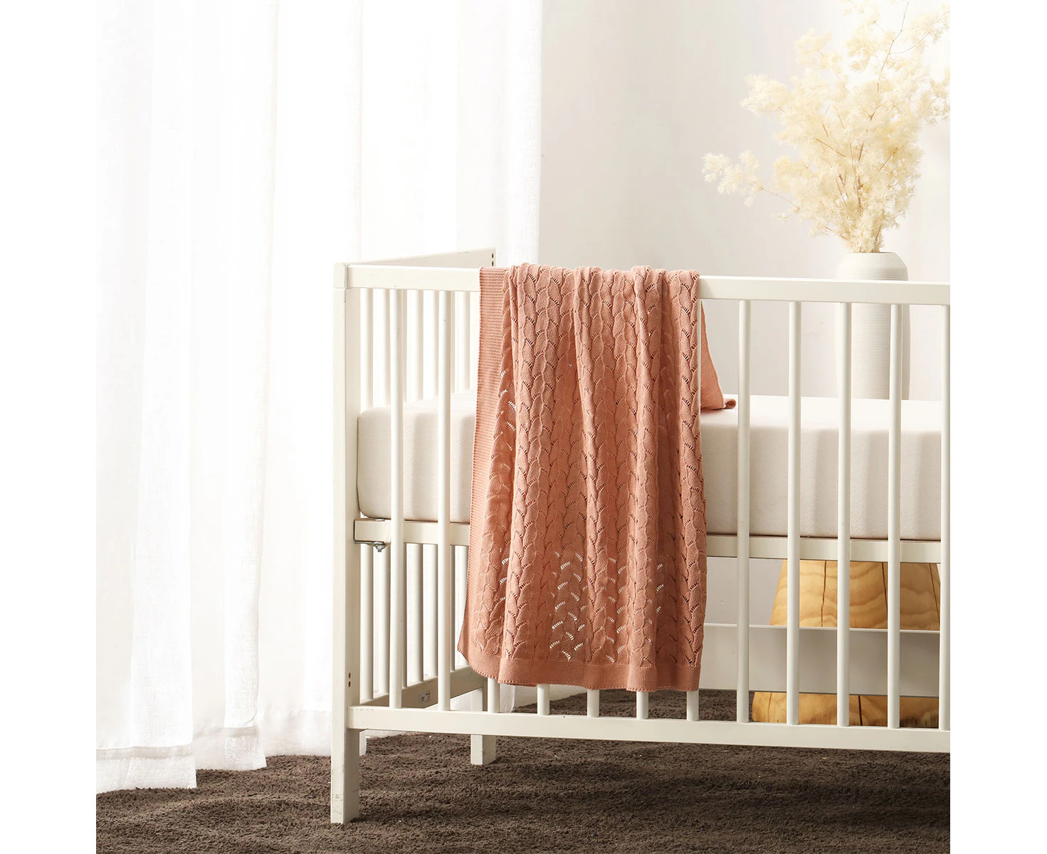 Little Gem Lyla Dusty Pink Cotton Baby Blanket 75 X 100 Cm