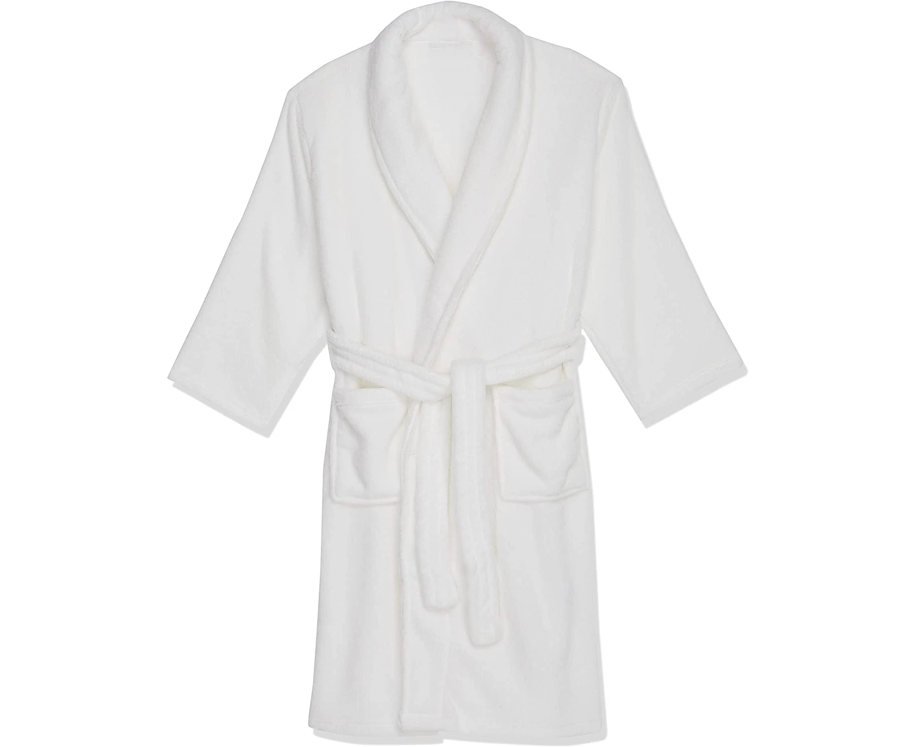 Bathrobe Dressing Gown Men's Women's Luxurious Coral Fleece White S/M - White