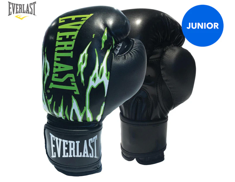 Everlast Junior 6oz Training Gloves - Black/Green Flames