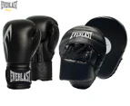 Everlast 12oz Power Glove & Mitt Combo Boxing Gloves - Black/Silver