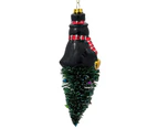 15cm Penguin on Christmas Tree Blown Glass Ornament