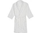 Bathrobe Dressing Gown Men's Women's Luxurious Coral Fleece White L/XL - White