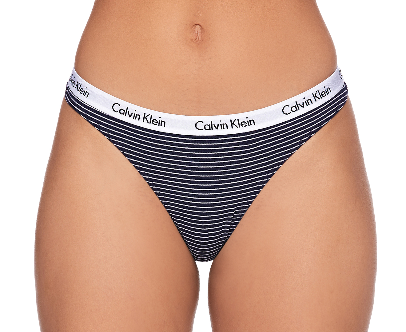 Calvin Klein Women's Carousel Thongs / Strings 3-Pack - Shoreline/Palest  Blue/Stripe