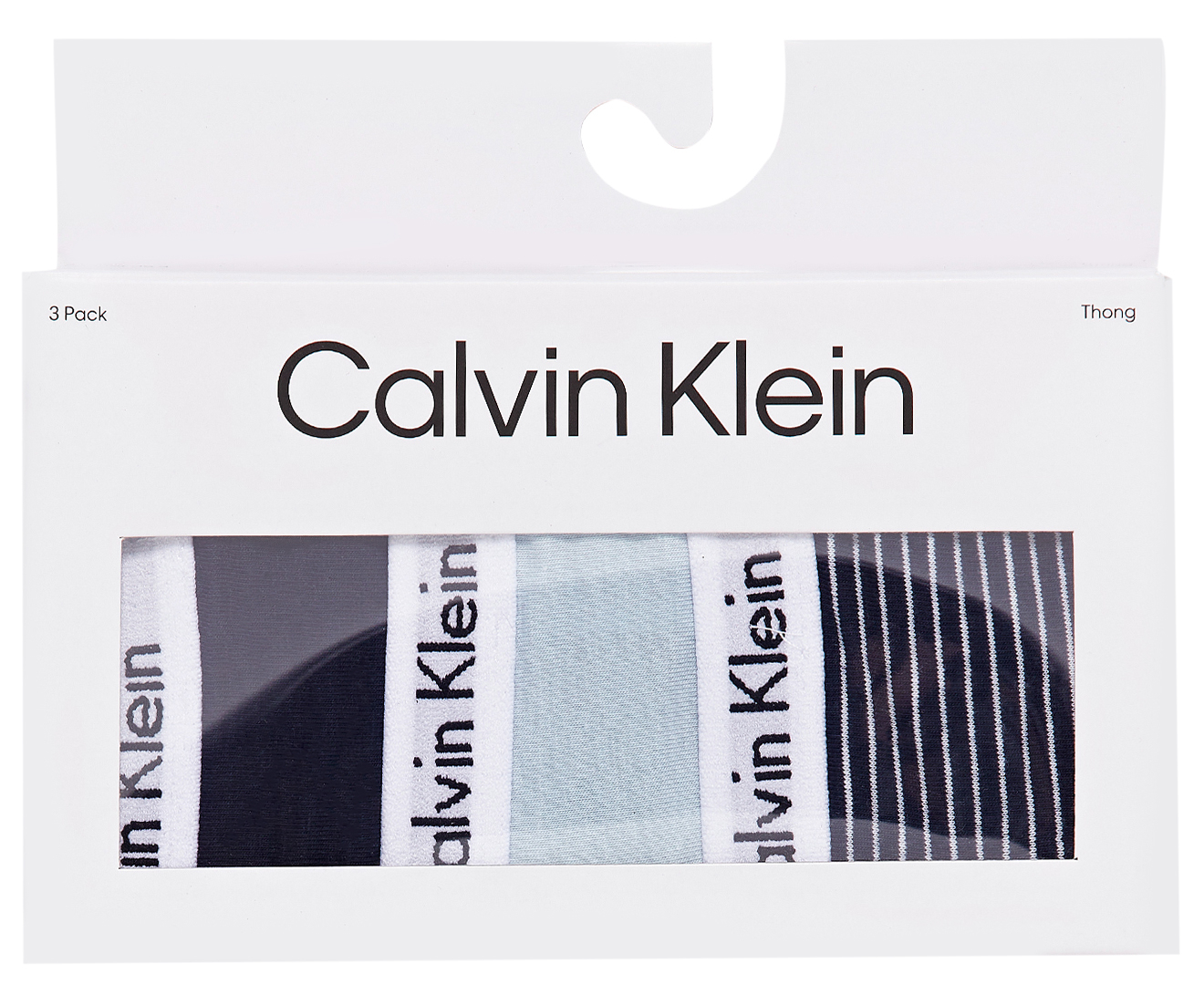 Calvin Klein Women's Carousel Thongs / Strings 3-Pack - Shoreline/Palest  Blue/Stripe