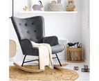 Oikiture Rocking Chair Nursing Armchair Velvet Accent Chairs Upholstered Grey