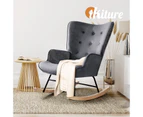 Oikiture Rocking Chair Nursing Armchair Velvet Accent Chairs Upholstered Grey