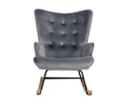 Oikiture Rocking Chair Nursing Armchair Velvet Accent Chairs Upholstered Grey