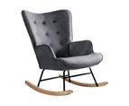 Oikiture Rocking Chair Nursing Armchair Velvet Accent Chairs Upholstered Grey