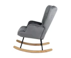 Oikiture Rocking Chair Nursing Armchair Velvet Accent Chairs Upholstered Grey