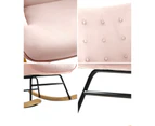 Oikiture Rocking Chair Armchair Velvet Accent Chairs Fabric Upholstered Pink