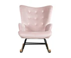 Oikiture Rocking Chair Armchair Velvet Accent Chairs Fabric Upholstered Pink