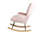 Oikiture Rocking Chair Armchair Velvet Accent Chairs Fabric Upholstered Pink