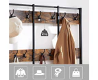 Large Coat Rack Stand with 12 Hooks and Shoe Bench Rustic Brown and Black